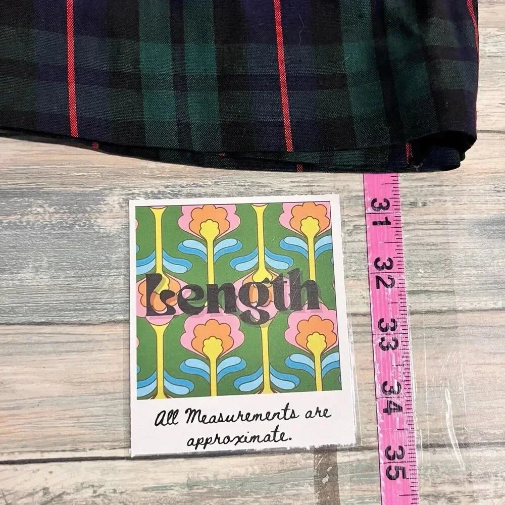 Vintage Blue Plaid Handmade Pleated‎ Skirt Waist 24 Academia Holiday Old Money